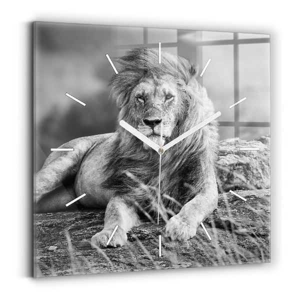 Square glass wall clock Abstraction - Lion