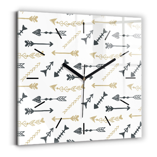 Square glass wall clock Geometric hipster pattern
