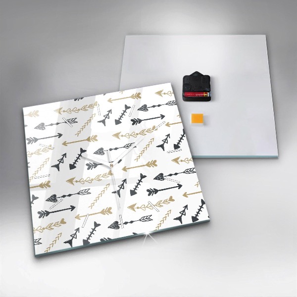 Square glass wall clock Geometric hipster pattern