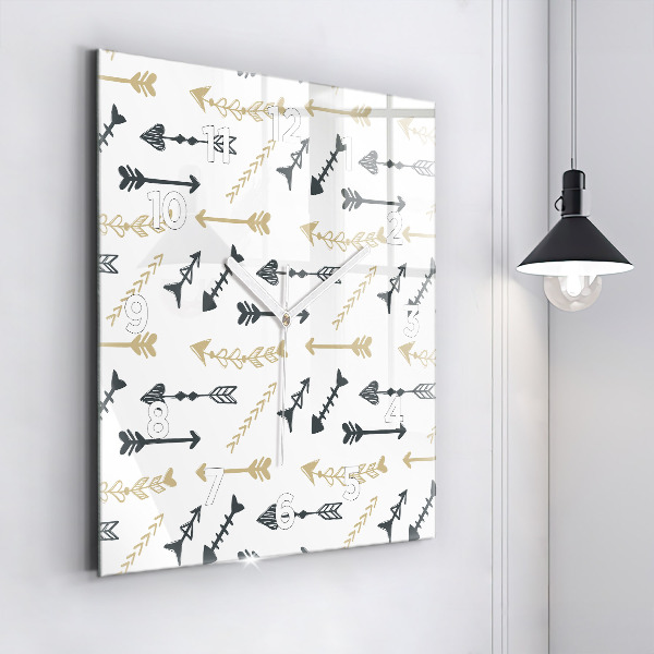 Square glass wall clock Geometric hipster pattern