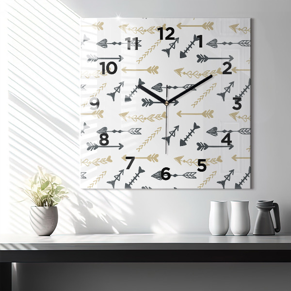 Square glass wall clock Geometric hipster pattern