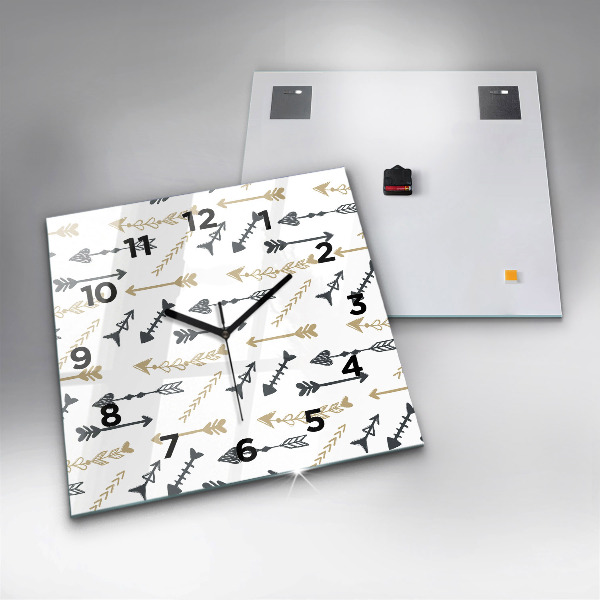 Square glass wall clock Geometric hipster pattern
