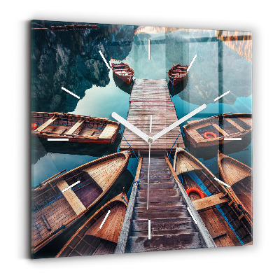 Square glass wall clock Pier and Lake