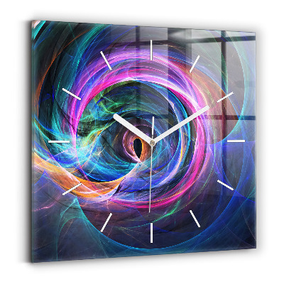 Square glass wall clock Colorful Fractal