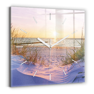 Square glass wall clock Polish Sunny Sea