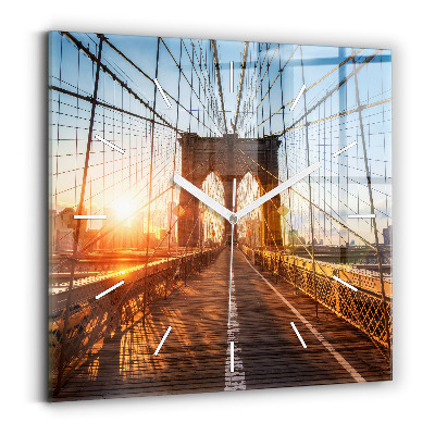 Square glass wall clock Brooklyn Bridge NYC