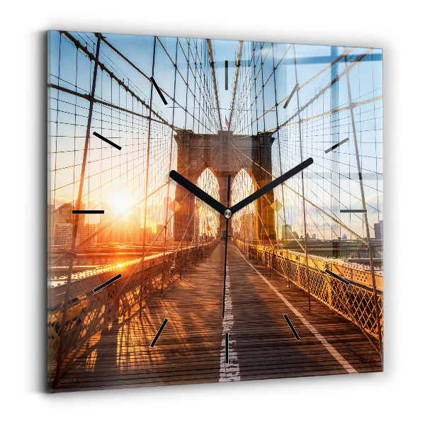 Square glass wall clock Brooklyn Bridge NYC