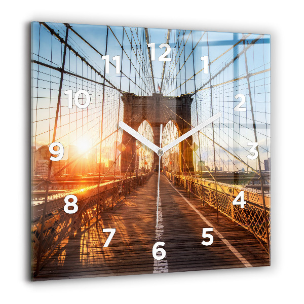 Square glass wall clock Brooklyn Bridge NYC