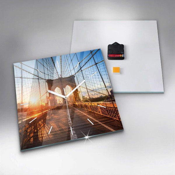 Square glass wall clock Brooklyn Bridge NYC
