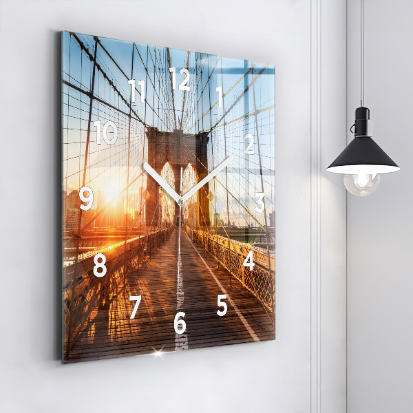 Square glass wall clock Brooklyn Bridge NYC