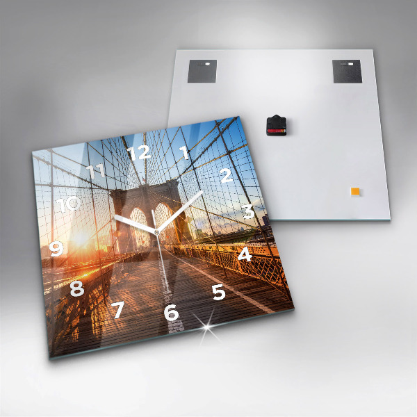 Square glass wall clock Brooklyn Bridge NYC