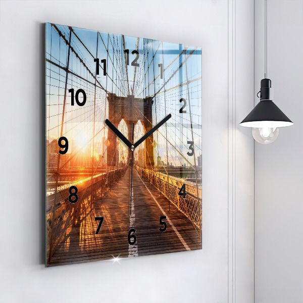 Square glass wall clock Brooklyn Bridge NYC