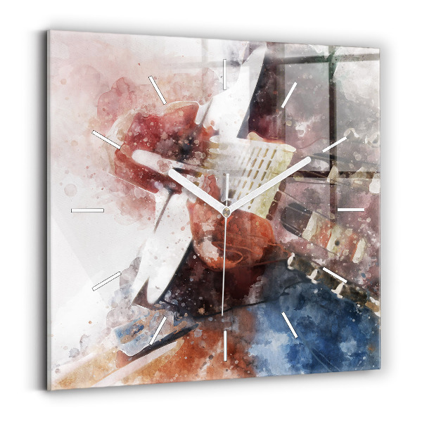 Square glass wall clock Guitar Visualization
