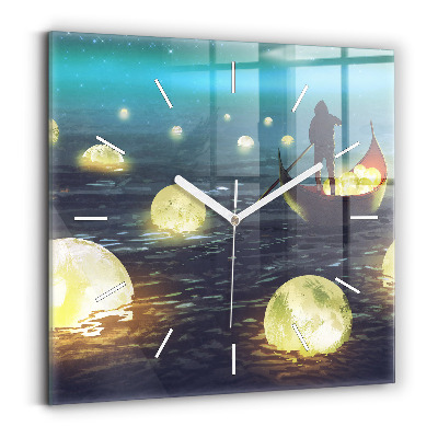 Square glass wall clock Abstraction