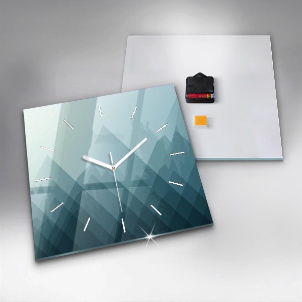 Square glass wall clock Geometric figures
