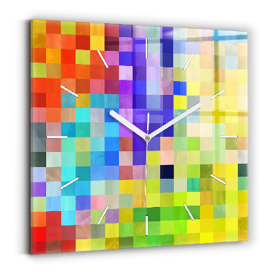 Square glass wall clock Composition of Squares
