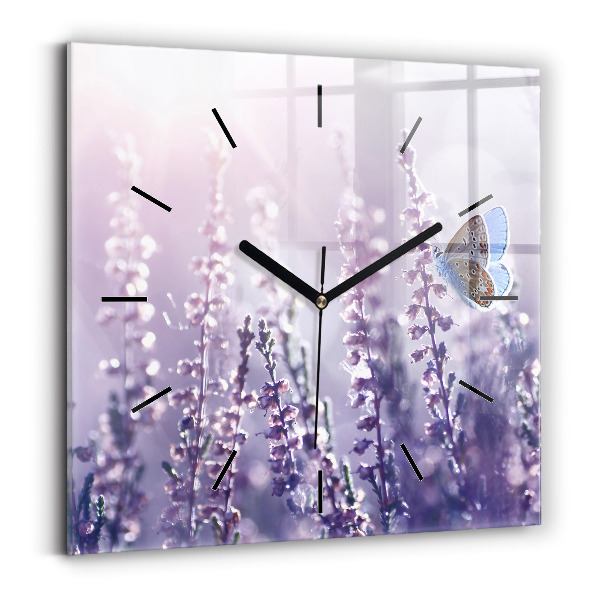 Square glass wall clock Abstraction