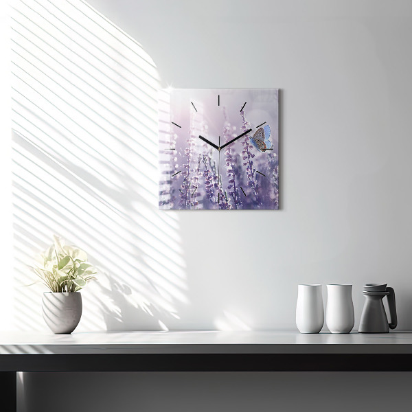 Square glass wall clock Abstraction