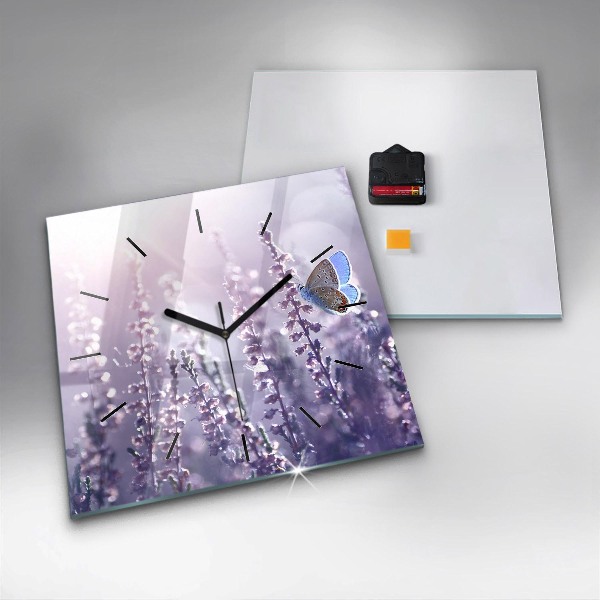 Square glass wall clock Abstraction