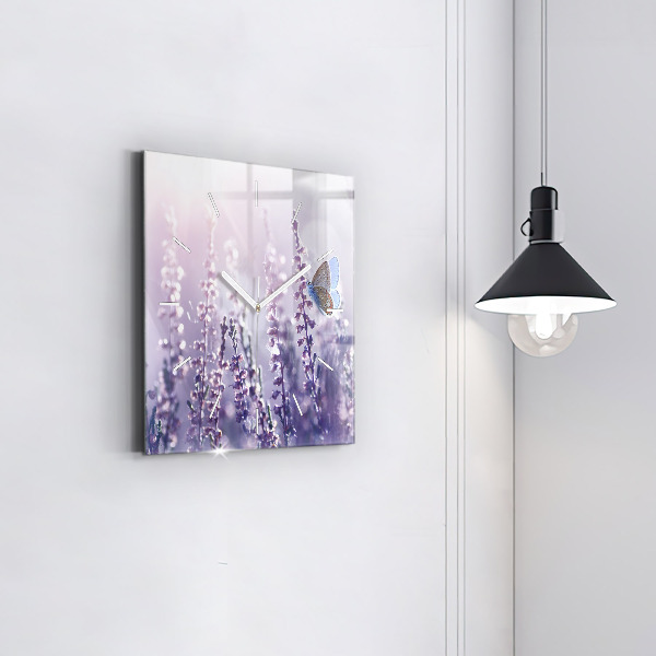 Square glass wall clock Abstraction