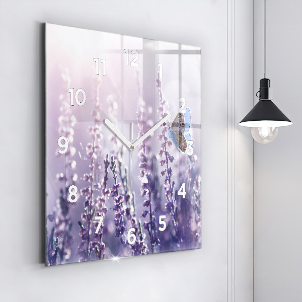 Square glass wall clock Abstraction