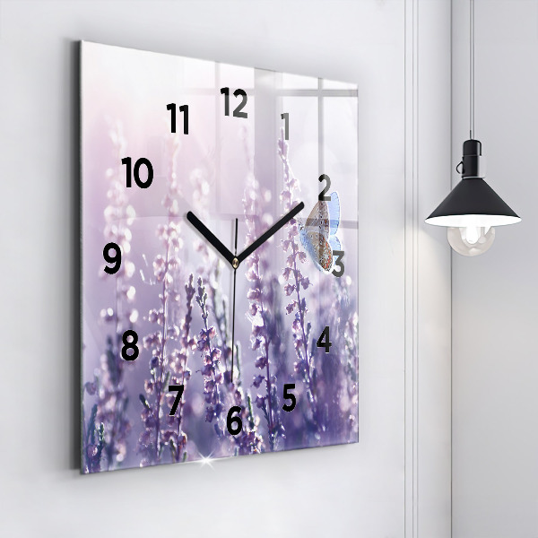 Square glass wall clock Abstraction