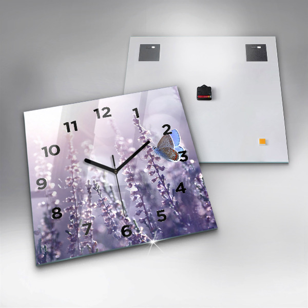 Square glass wall clock Abstraction