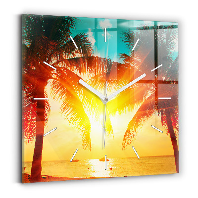 Square glass wall clock Holidays Relaxation Summer