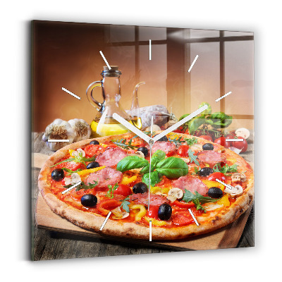 Square glass wall clock The Culinary Heart of Italy