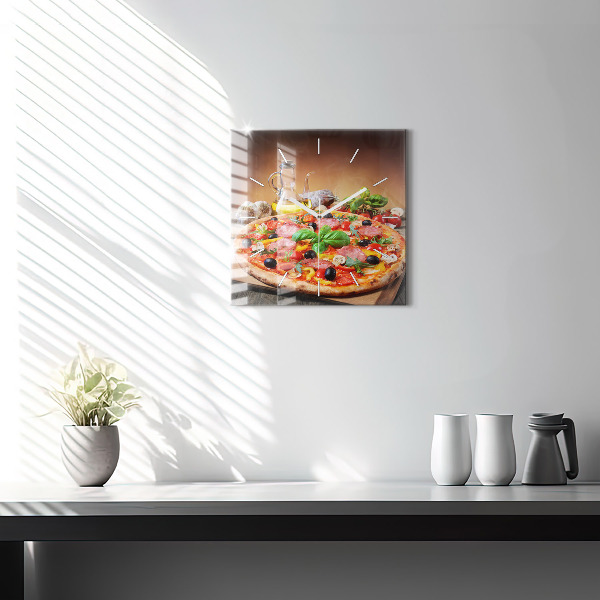 Square glass wall clock The Culinary Heart of Italy