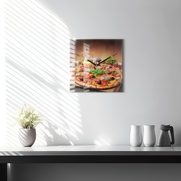 Square glass wall clock The Culinary Heart of Italy