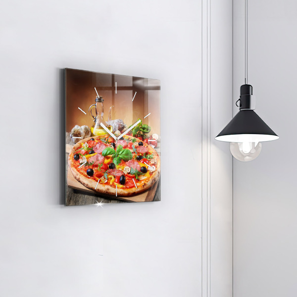 Square glass wall clock The Culinary Heart of Italy