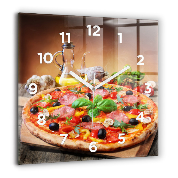 Square glass wall clock The Culinary Heart of Italy