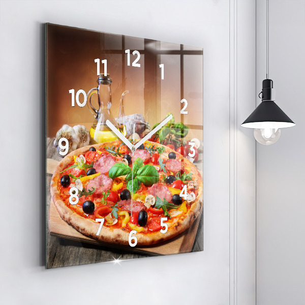 Square glass wall clock The Culinary Heart of Italy