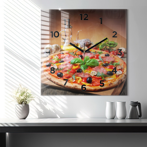 Square glass wall clock The Culinary Heart of Italy