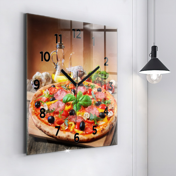 Square glass wall clock The Culinary Heart of Italy