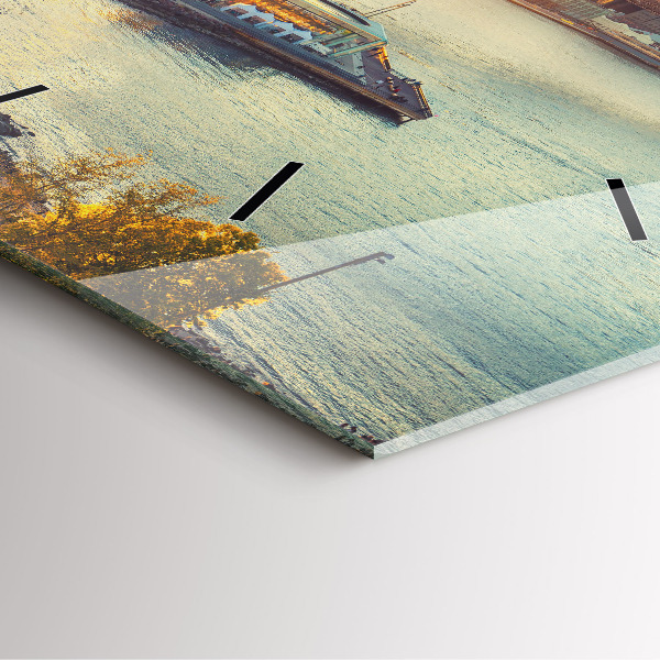 Square glass wall clock New York Manhattan