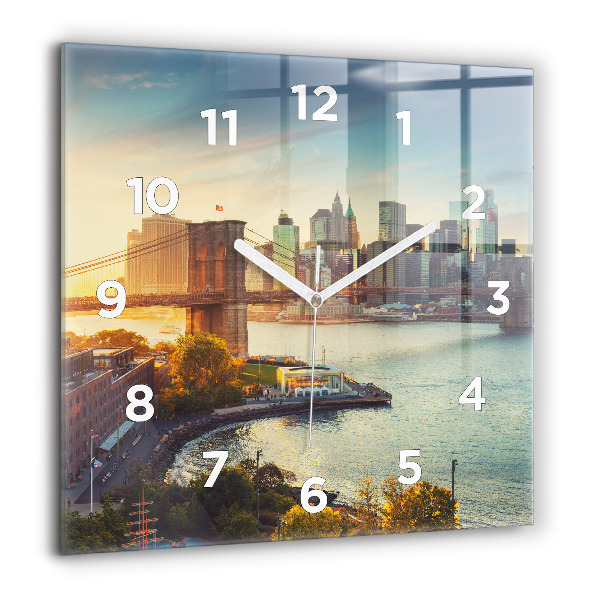 Square glass wall clock New York Manhattan