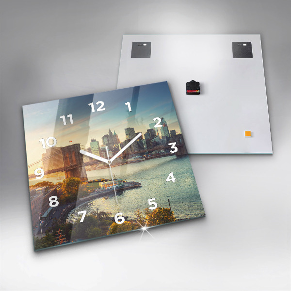 Square glass wall clock New York Manhattan