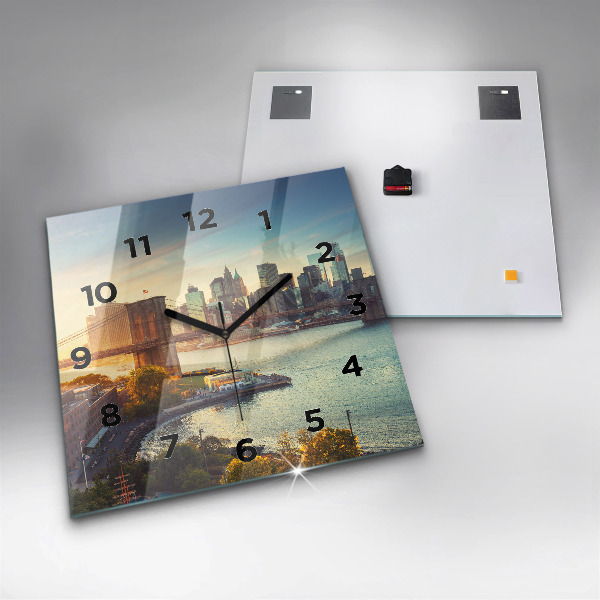 Square glass wall clock New York Manhattan