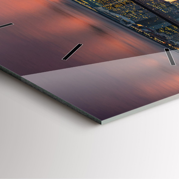 Square glass wall clock New York East River