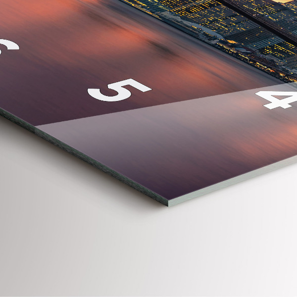 Square glass wall clock New York East River