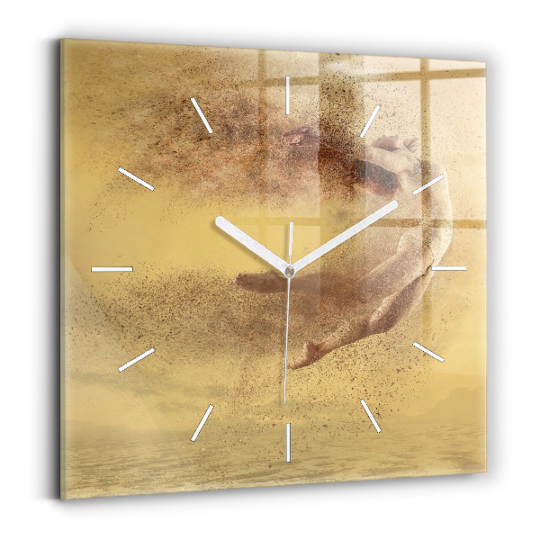 Square glass wall clock Woman in figure