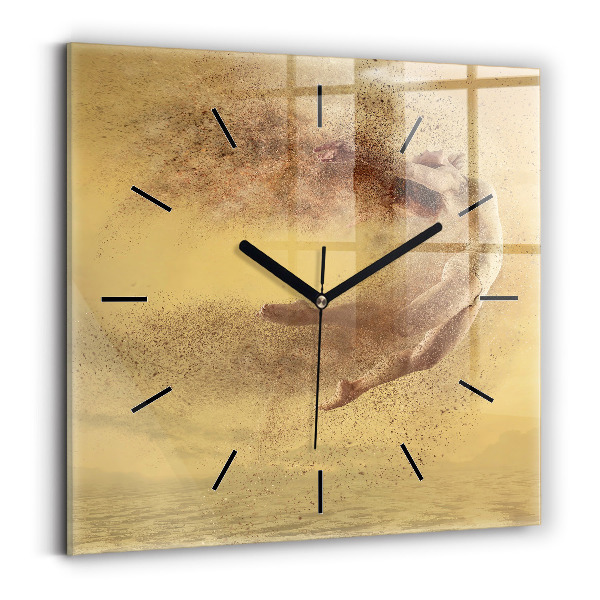 Square glass wall clock Woman in figure