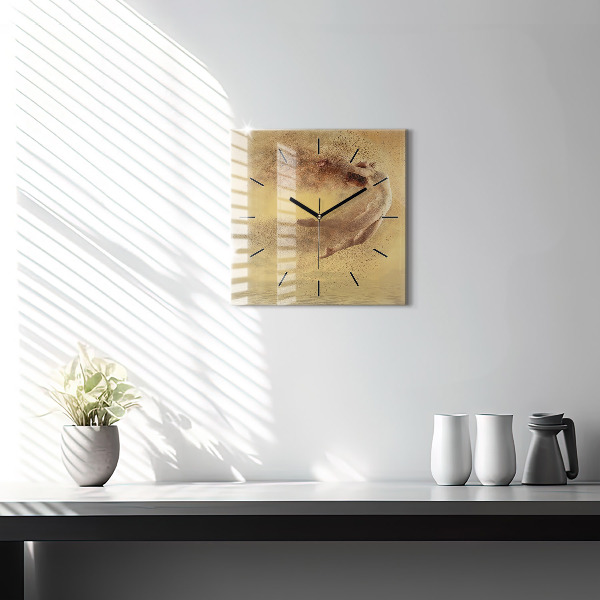 Square glass wall clock Woman in figure