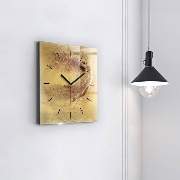 Square glass wall clock Woman in figure