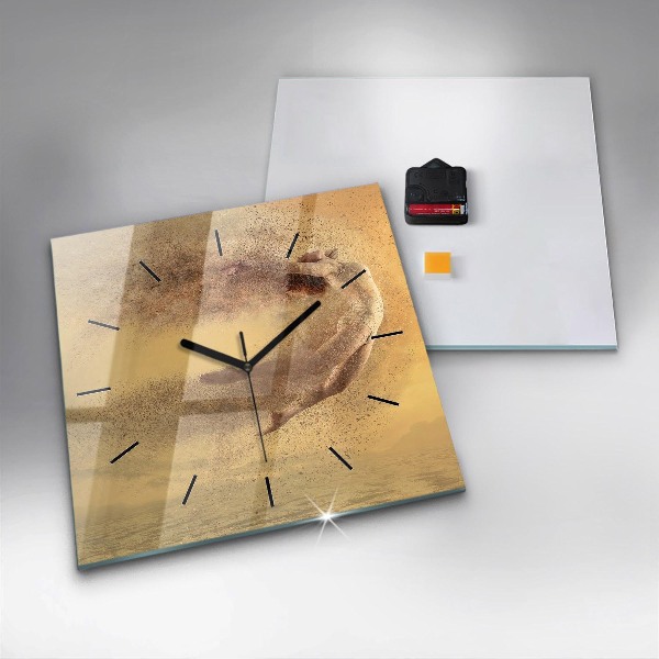Square glass wall clock Woman in figure