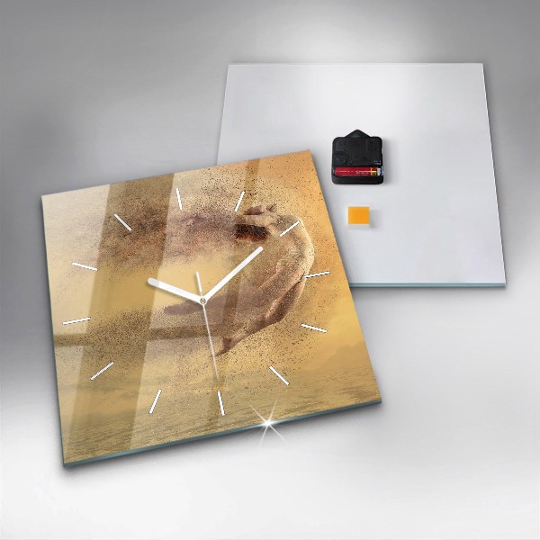 Square glass wall clock Woman in figure