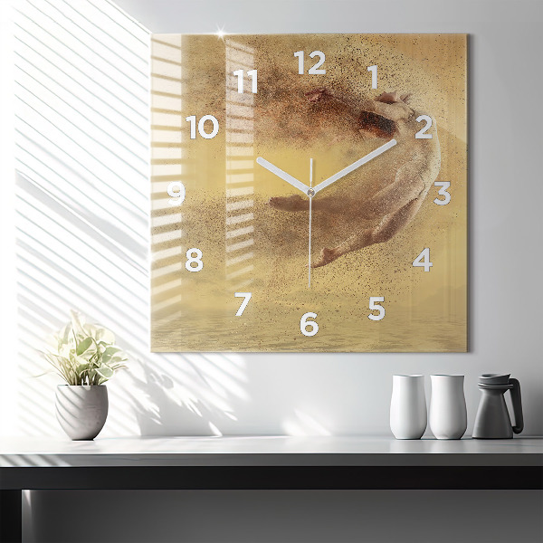 Square glass wall clock Woman in figure