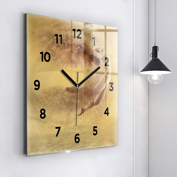 Square glass wall clock Woman in figure